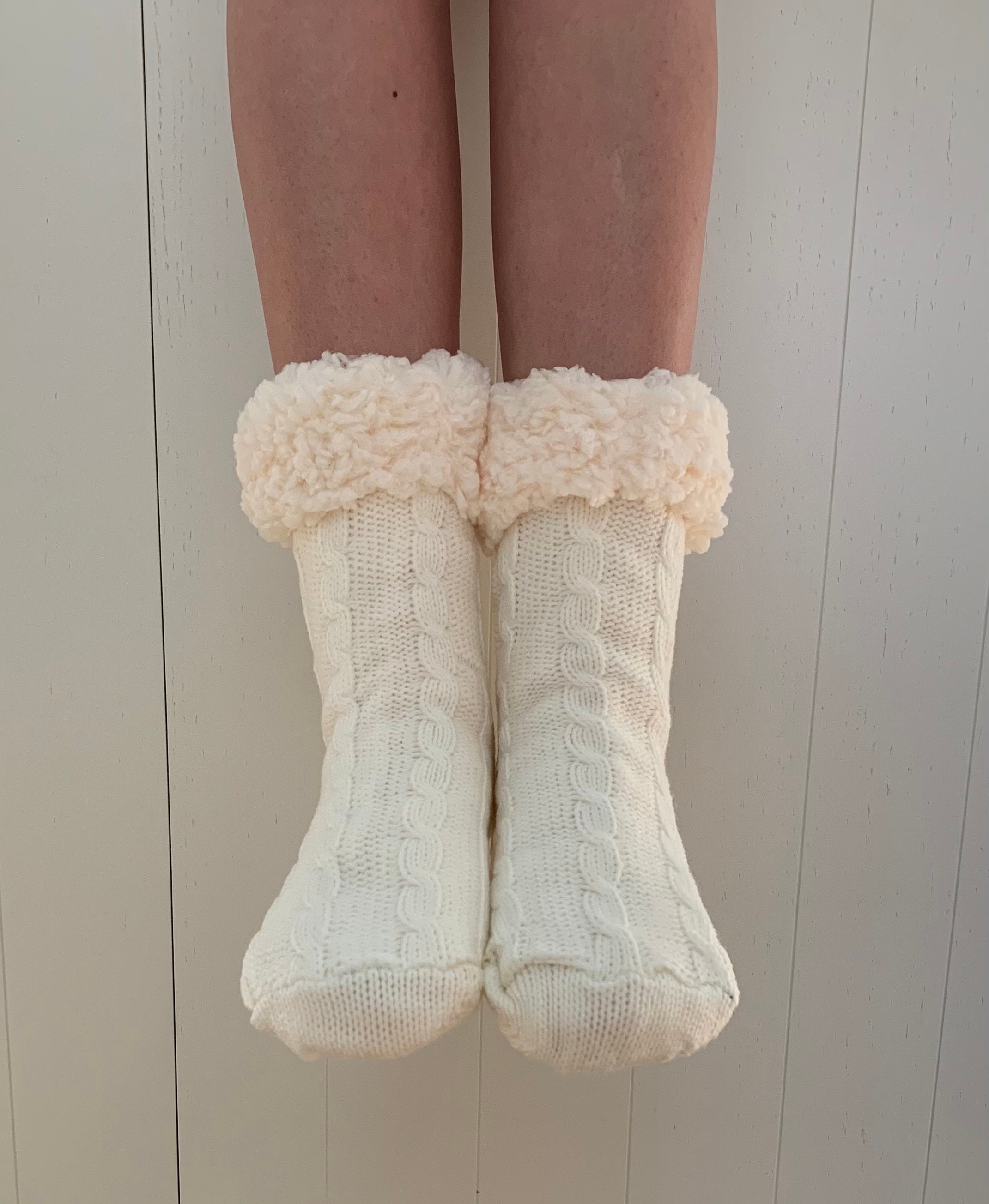 Cream Cable Knit SocksNon slip Etsy