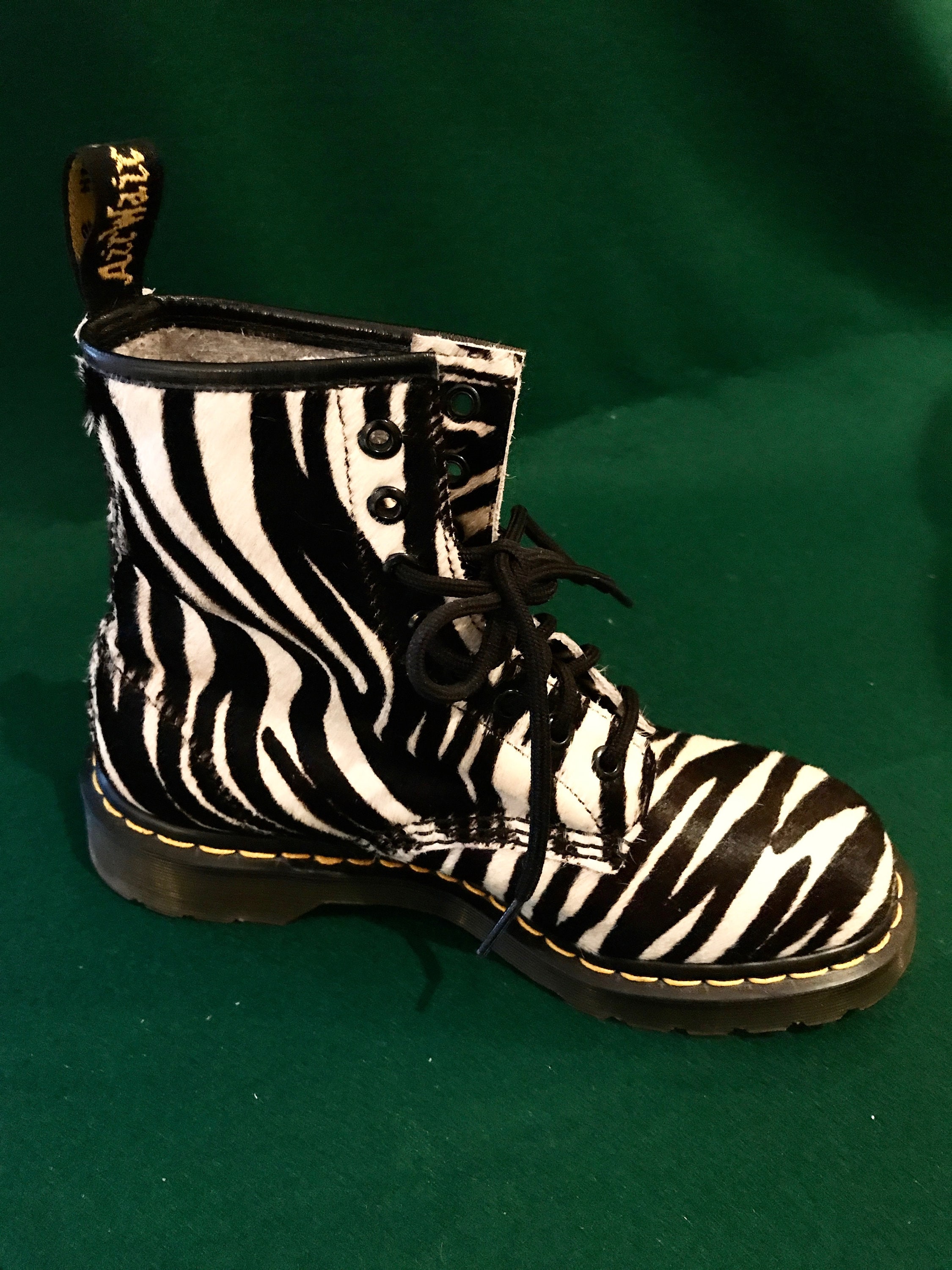 Dr. Martens Zebra Pony Hair Real Fur Leather Boots Etsy UK
