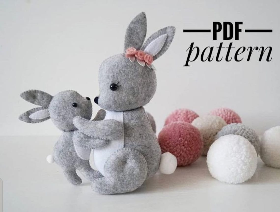 Bunny Pattern Rabbit Felt Sewing Bunny Ornament PDF Pattern Etsy UK