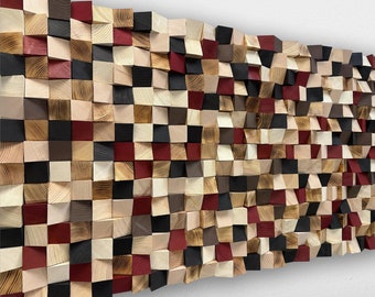3d wall art, geometric painting, statement wall art, 3d mosaic artwork, contemporary art, wood pieces art, abstract painting