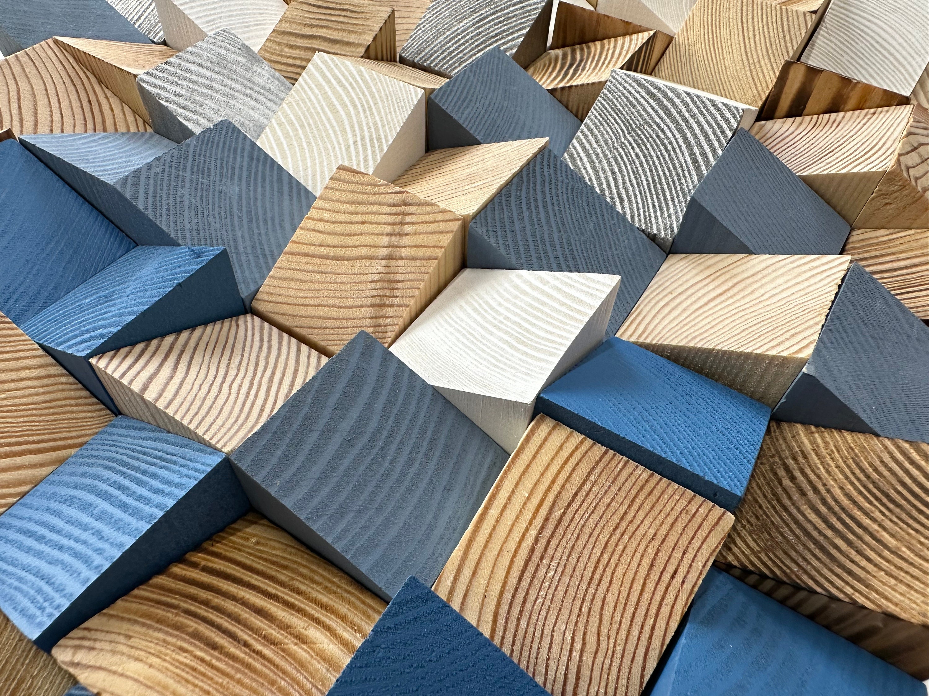 Wood Mosaic Art, 3D Wall Art, Geometric Wood Panel Art, Rustic Wood