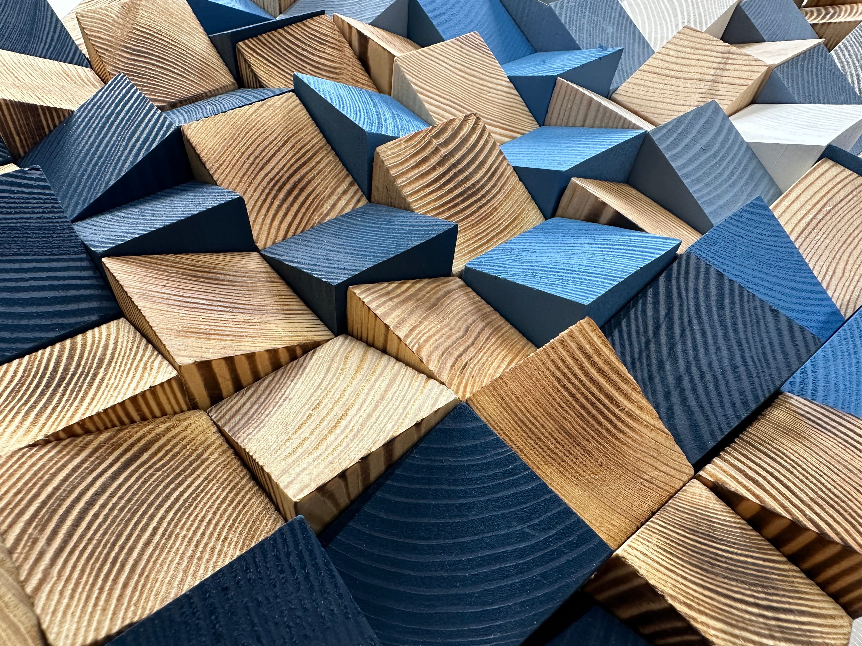 Wood Mosaic Art, 3D Wall Art, Geometric Wood Panel Art, Rustic Wood