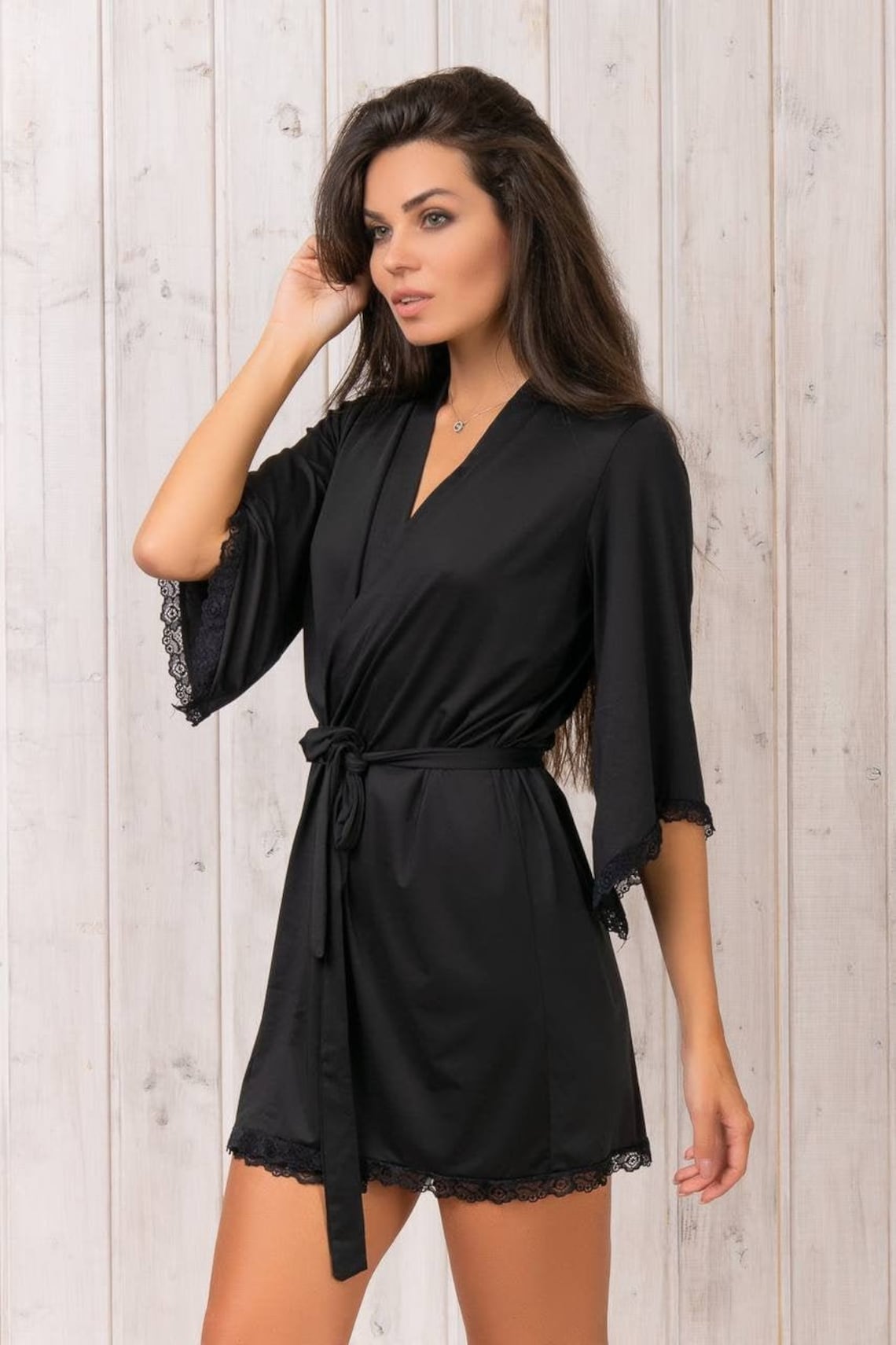 Short silk robe Cute Silk Nightgown Nightrobe Silk Robe Etsy