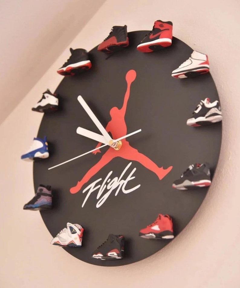 Black Air Jordan wall clock and 3D mini Air Jordan 1 to 12 Etsy
