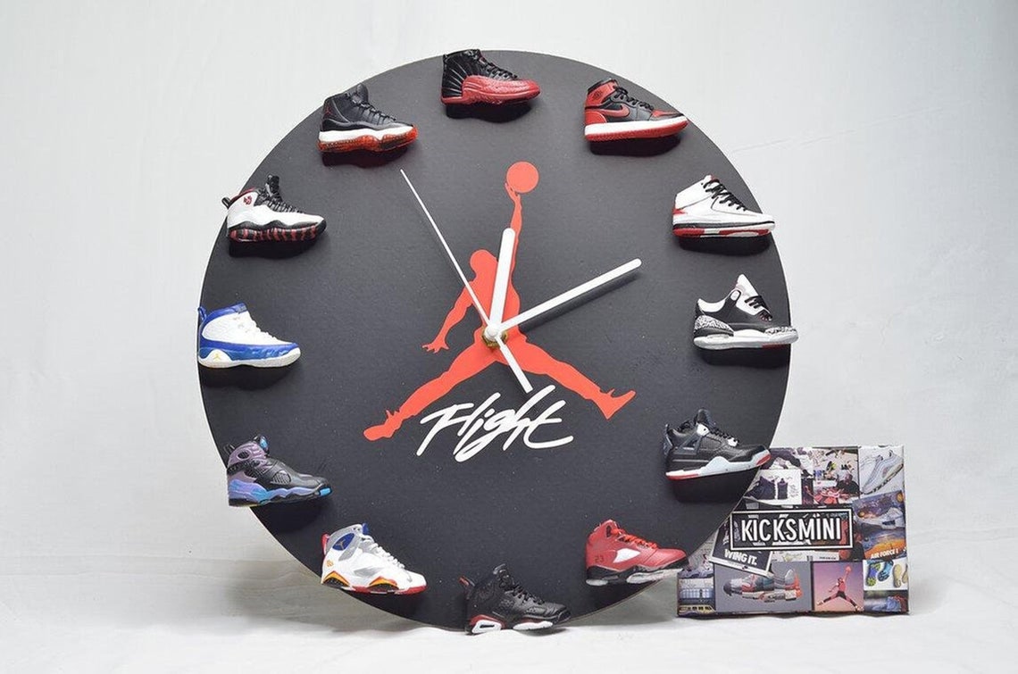Black Air Jordan wall clock and 3D mini Air Jordan 1 to 12 Etsy