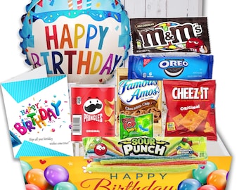 California Birthday Gift Basket, Snacks, Candy & Balloon