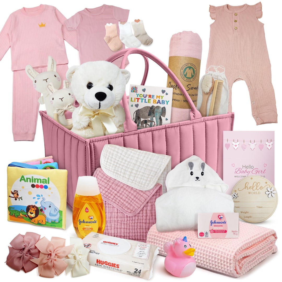 Premium New Baby Girl Gift Basket | Newborn Essentials Care Package in ...