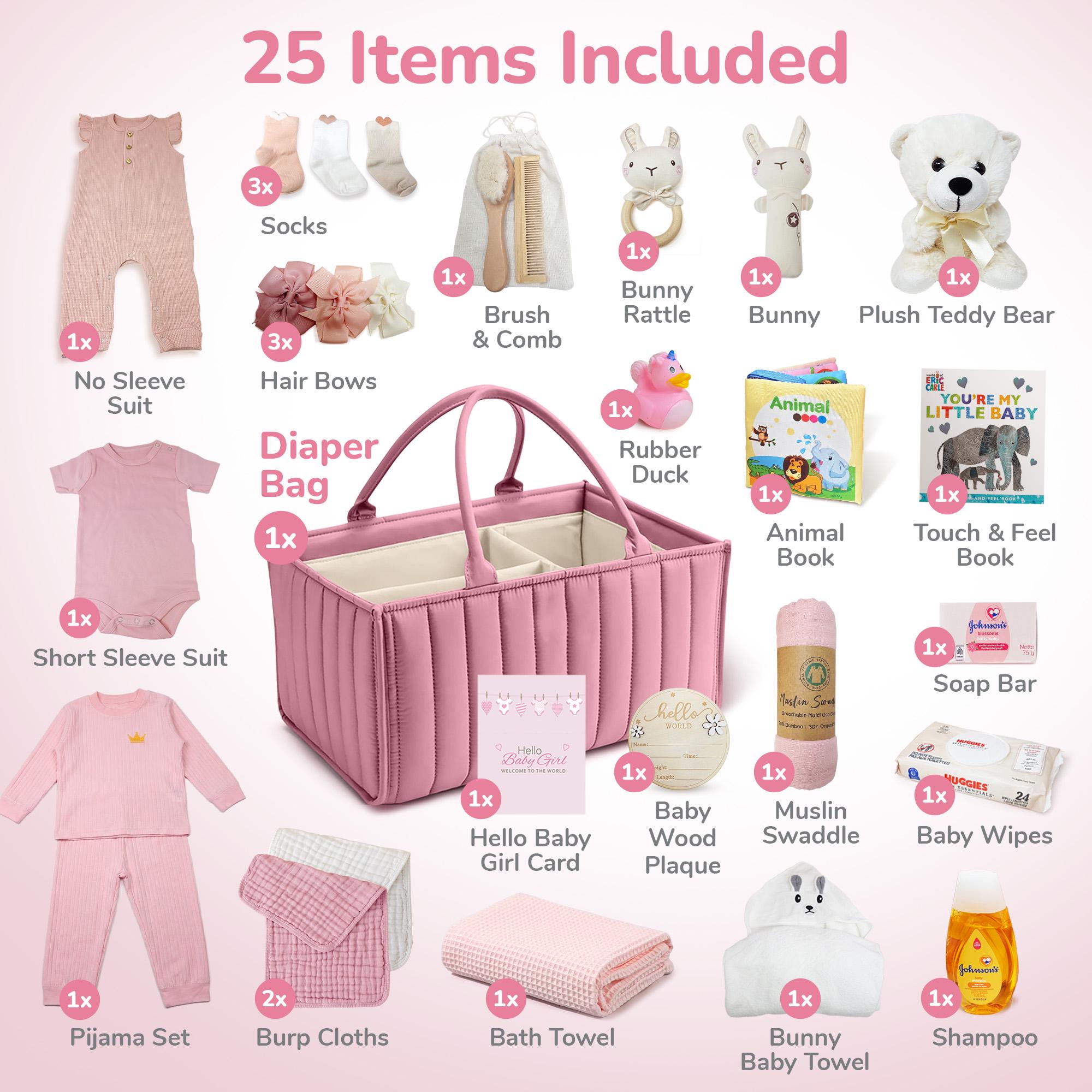 Premium New Baby Girl Gift Basket | Newborn Essentials Care Package in ...