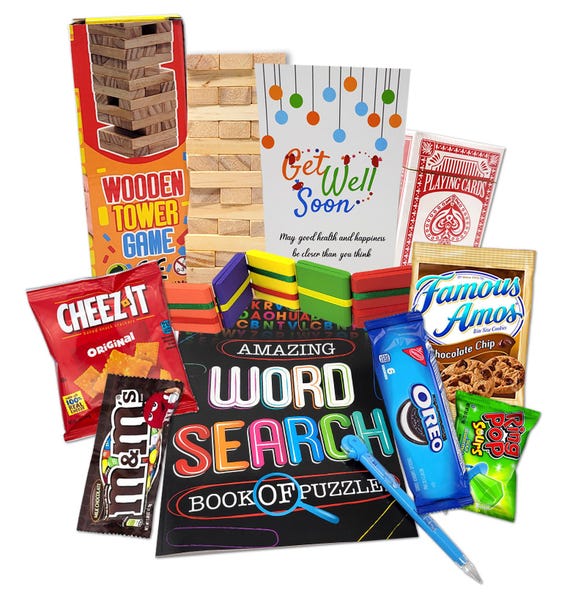 Kids Get Well Gift Basket, Activity Games, Toys, Snacks