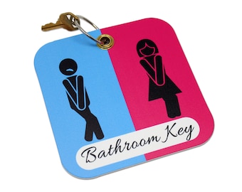 Funny Unisex Bathroom Pass | PVC Restroom Key Tag