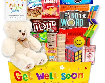 Get Well Soon Care Package, Kids Toys, Snacks, Teddy Bear