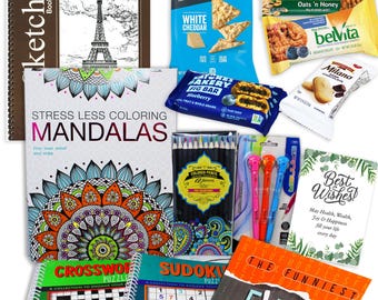 Get Well Soon Gift Basket | Activity Books, Snacks, Postcard