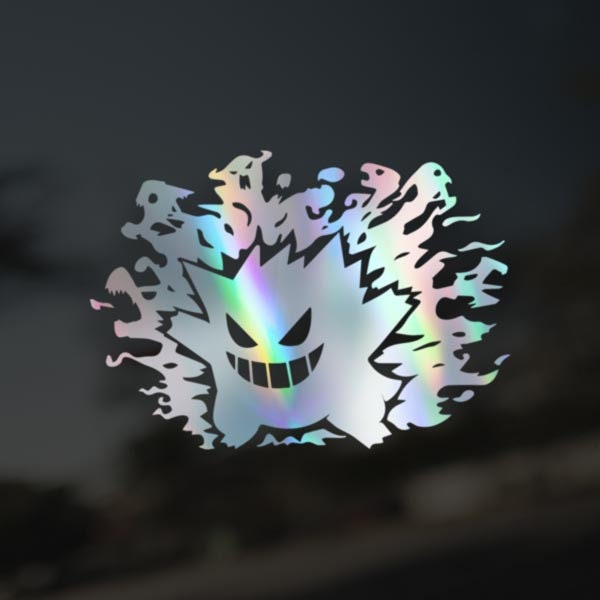 Pokemon Evil Gengar Smiling Face Reflective Decorative StickersHorror  Expression Stickers on Car RearWindshield Waterproof Funny