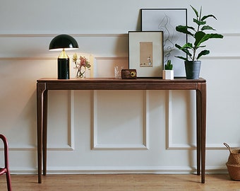 Console Table with 2 Drawers, 8"-15"deep, 40“-85”wide,Black Walnut, Entry Table