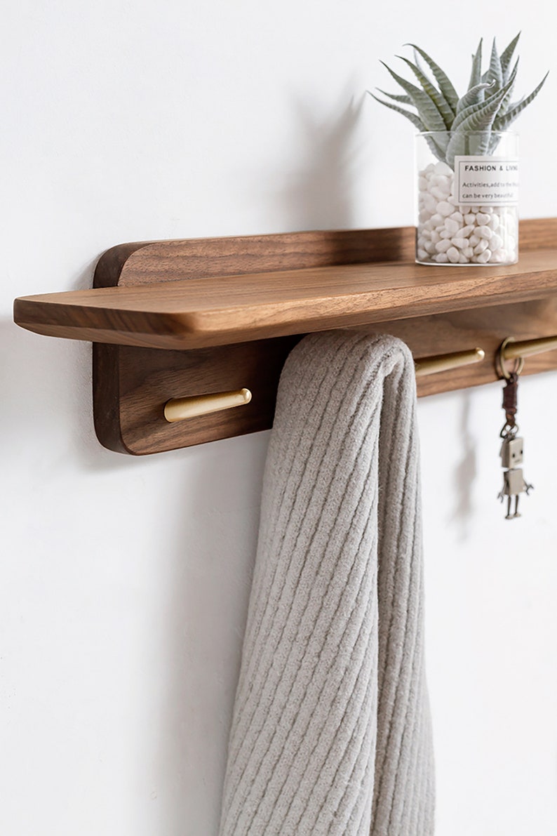 Black Walnut Coat Rack With Shelf Etsy