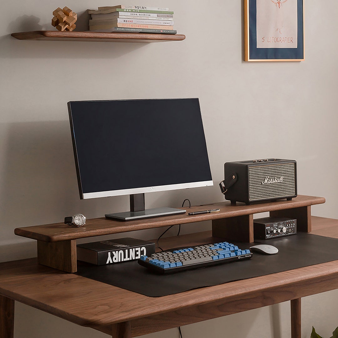 Black Walnut Monitor Stand Desk Organiser Monitor Riser Desk Shelf Desk