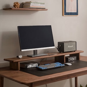 Black Walnut Monitor Stand | Desk Organiser | Monitor Riser | Desk Shelf | Desk Storage | Computer Stand | Home Office,  Renovation Gift