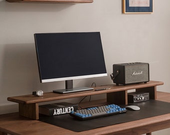 Black Walnut Monitor Stand | Desk Organiser | Monitor Riser | Desk Shelf | Desk Storage | Computer Stand | Home Office,  Renovation Gift