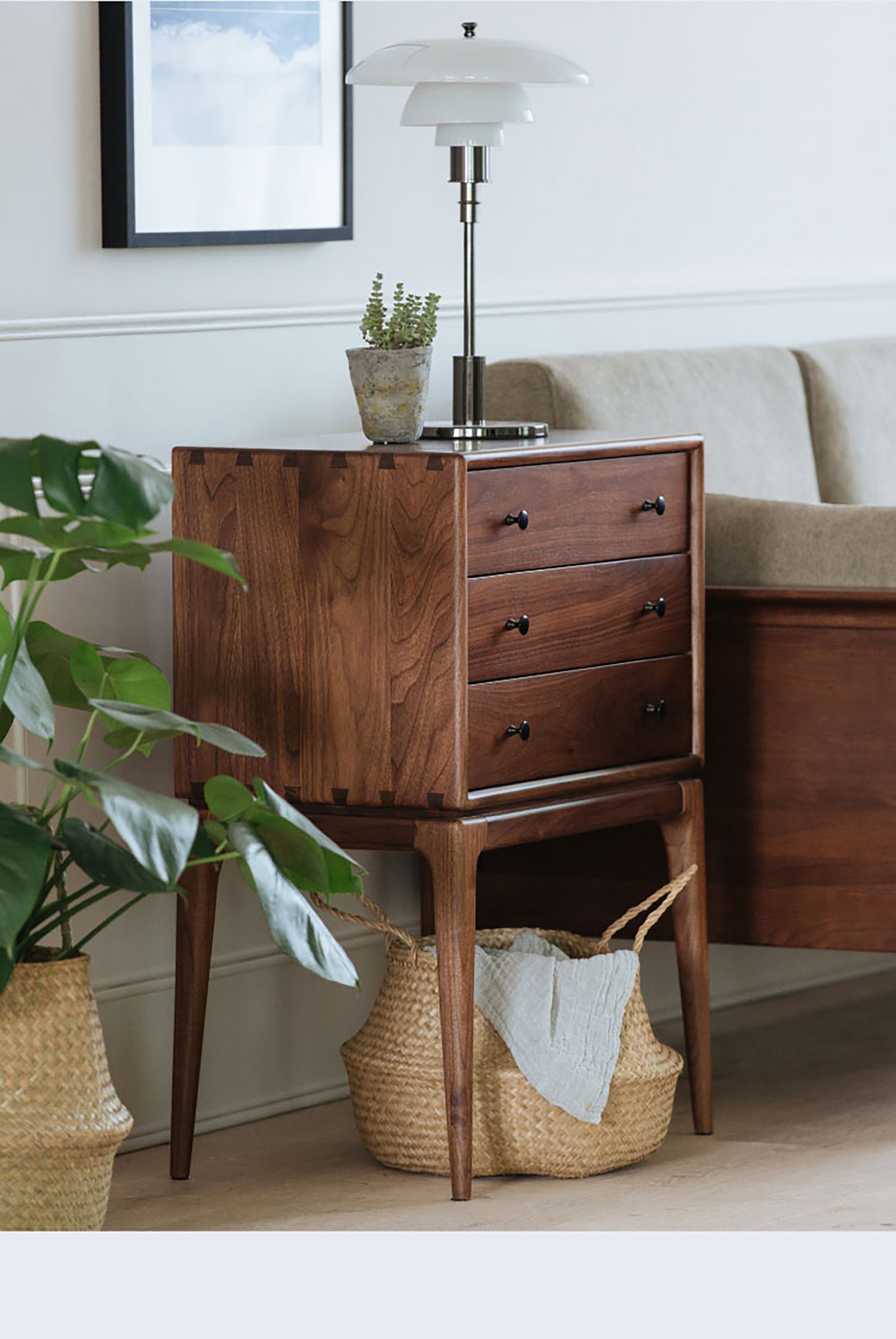 Black Walnut Nightstands Bedside Table With Drawer in Solid - Etsy