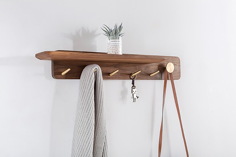 Black Walnut Coat Rack With Shelf Etsy