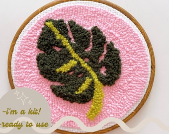 DIY punch needle kit | monstera leaf | craft kit | crafty gift | rug hooking | beginner