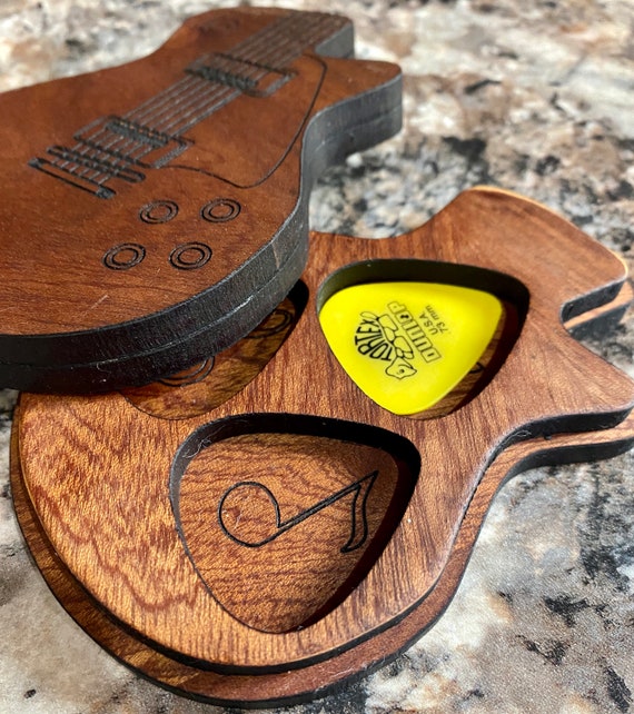 Guitar pick box wooden laser cut Etsy