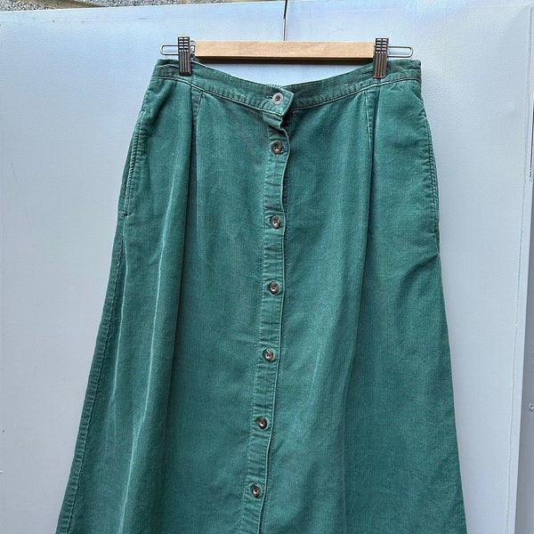 Karen Scott Green Corduroy Midi Skirt - Med