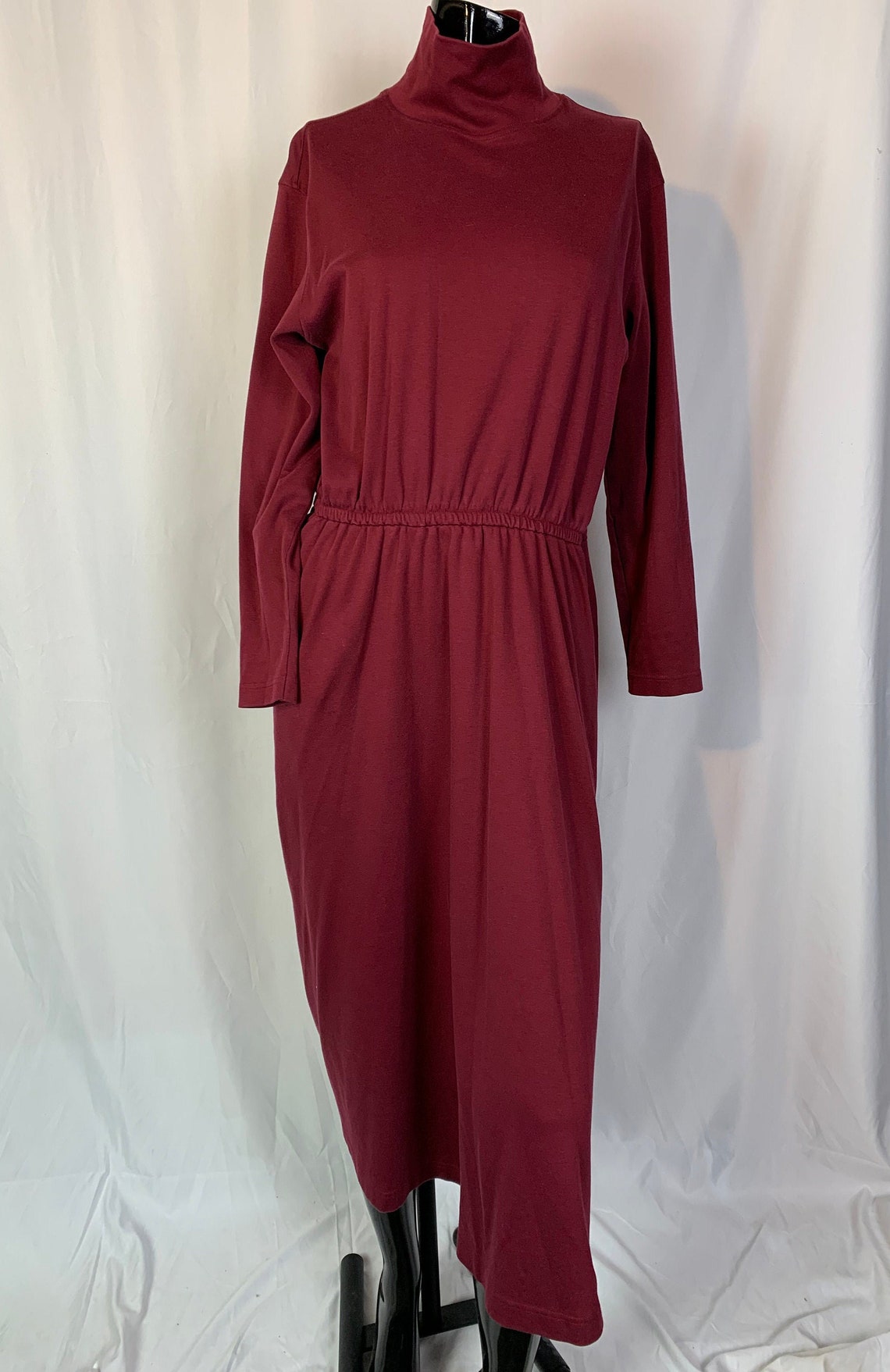 Lands' End Maroon Turtleneck Dress w/Pockets | Etsy