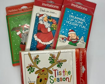 Vintage Christmas Party Invitations - 4 Designs to Choose From