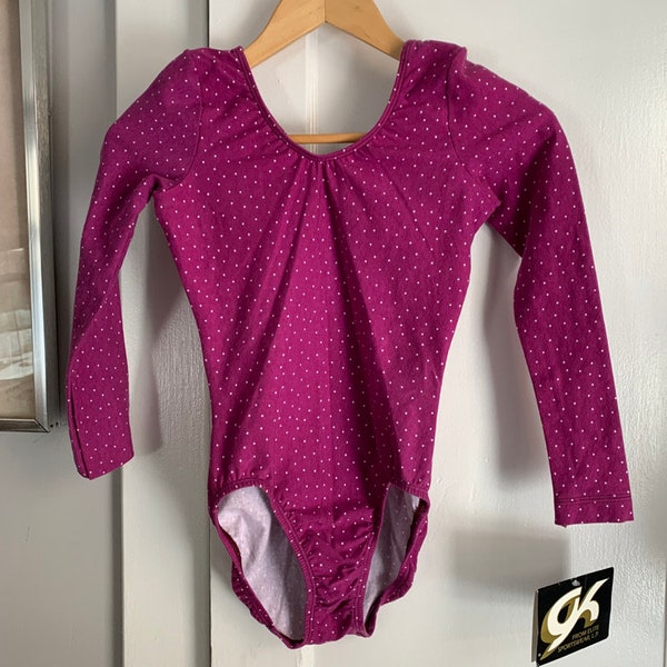 GK Deadstock Long-Sleeved Purple Polka-Dot Leotard - S/M