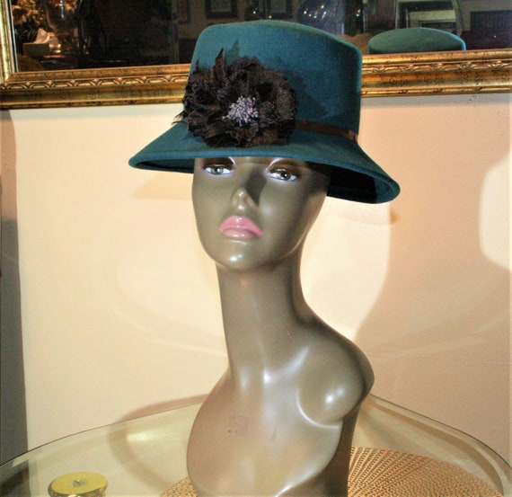 Ladies Green Felt Fedora Hat by Betmar