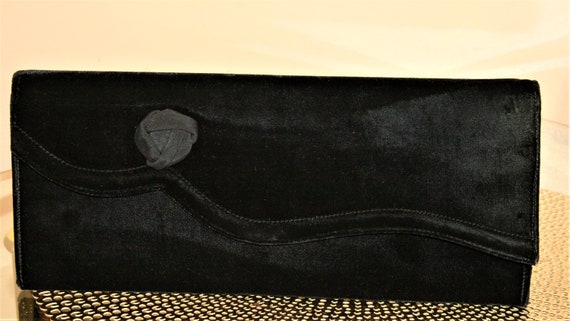 Vintage Black Velvet Clutch by Lennox - image 1