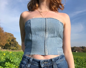 Corsé de mezclilla upcycled