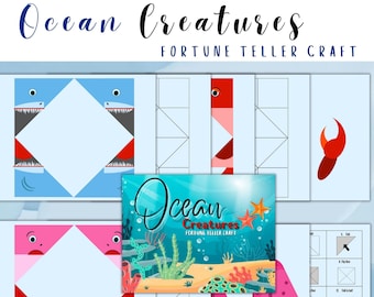 Ocean Creatures Fortune Teller Craft Printable | Sea Animals Fortune Teller Origami | Kids Activity | Cootie Catcher | Instant Download