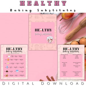 Healthy Baking Substitutes Printable | Healthy Baking Alternatives | Baking Ingredients Substitute | Instant Download