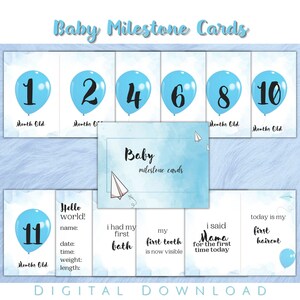 Cartes d’étape mensuelles pour bébé imprimables | Cartes d’étape mensuelles | Bébé garçon | Téléchargement instantané