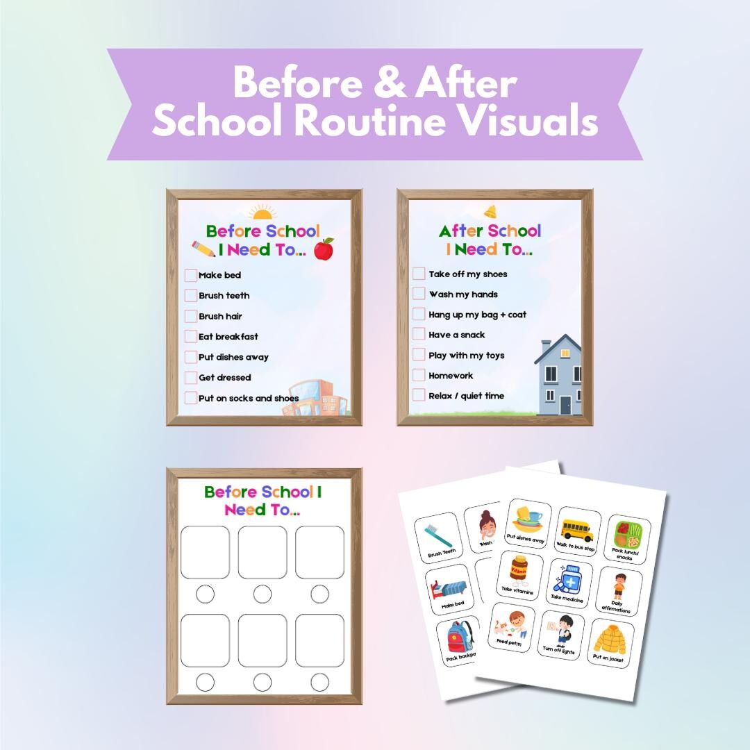 Before & After School Routine Visual Schedule for Kids, Autism-friendly ...