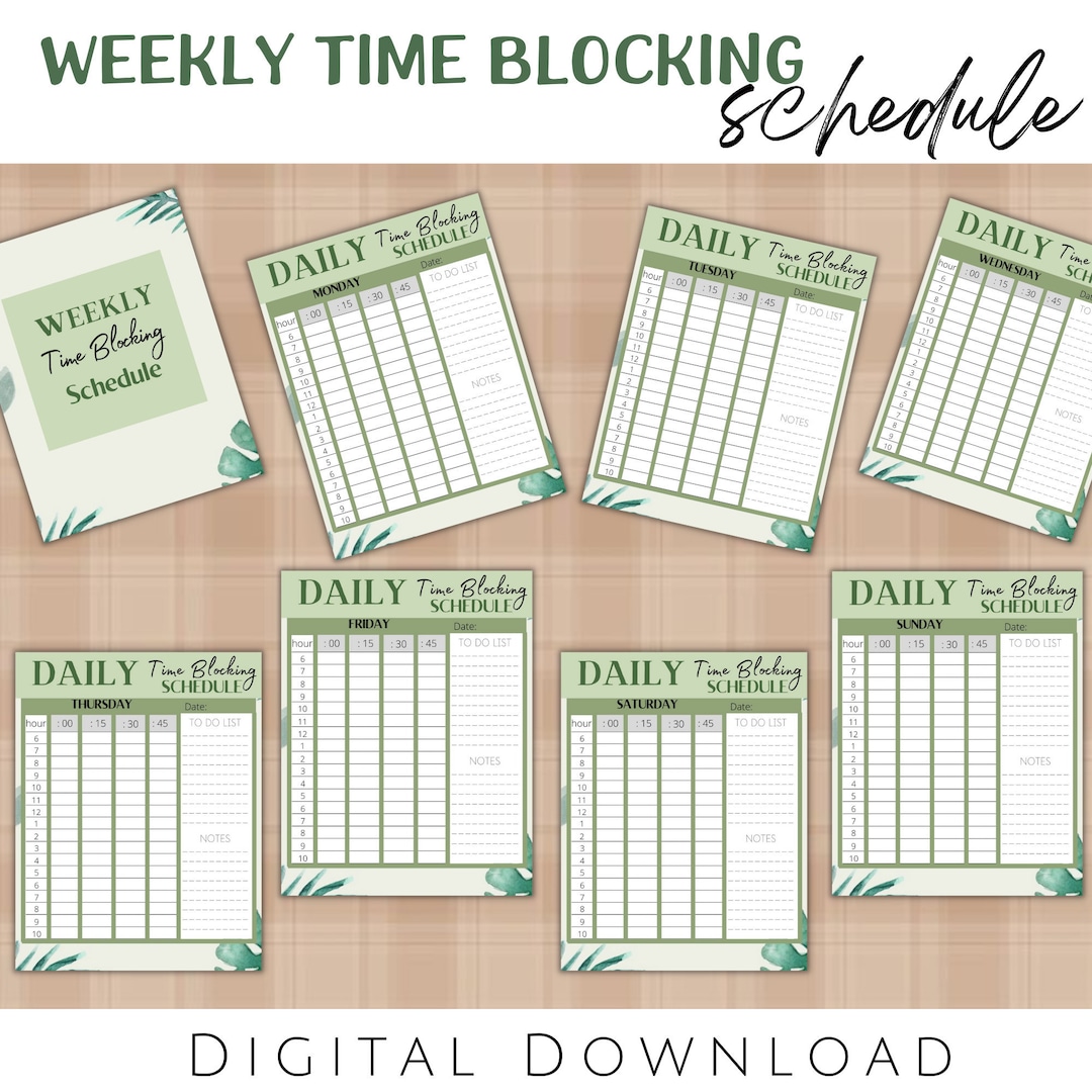 Weekly Time Blocking Planner Printable | Undated Weekly Planner | Daily ...