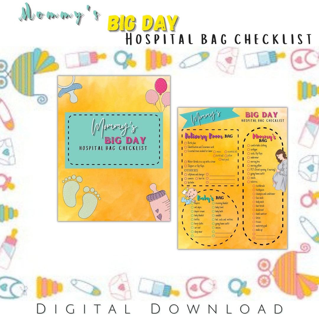 Hospital Maternity Bag Checklist Printable | Birth Bag Packing List ...