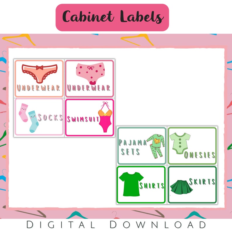 Kids Labels Printable Kids Drawer Labels Kids Etsy
