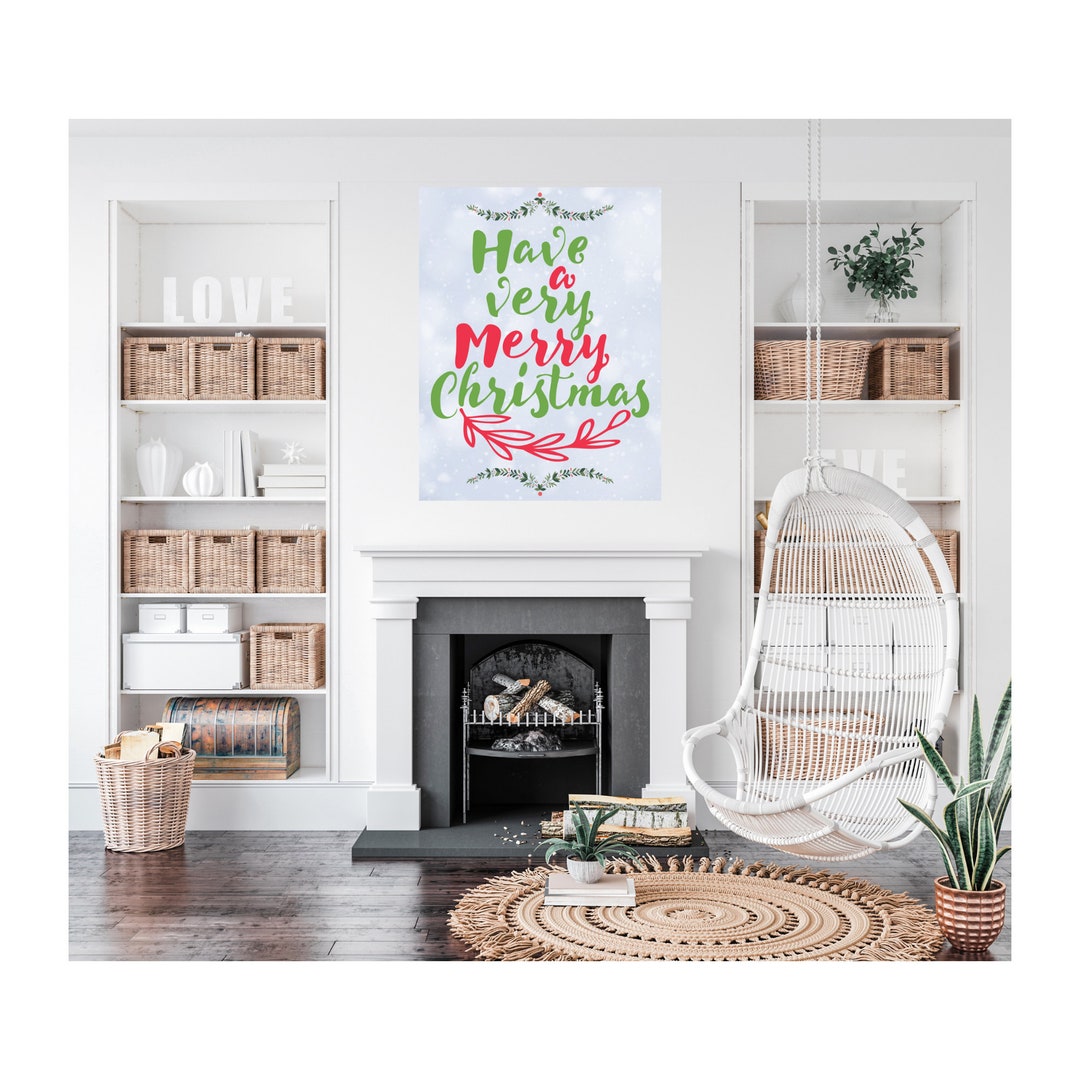 Set of 4 Christmas Wall Art, Holiday Wall Decor, Digital Print