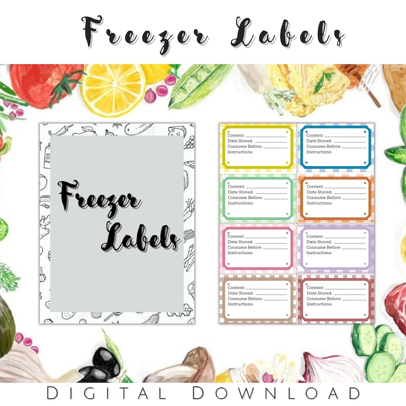 Printable Freezer Labels Food Storage Organization Etsy