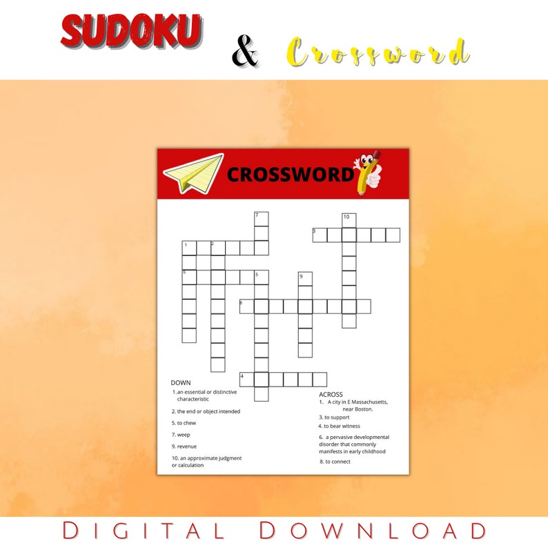 Sudoku and Crossword Game Printable | Sudoku &amp; Crossword Puzzle for ...