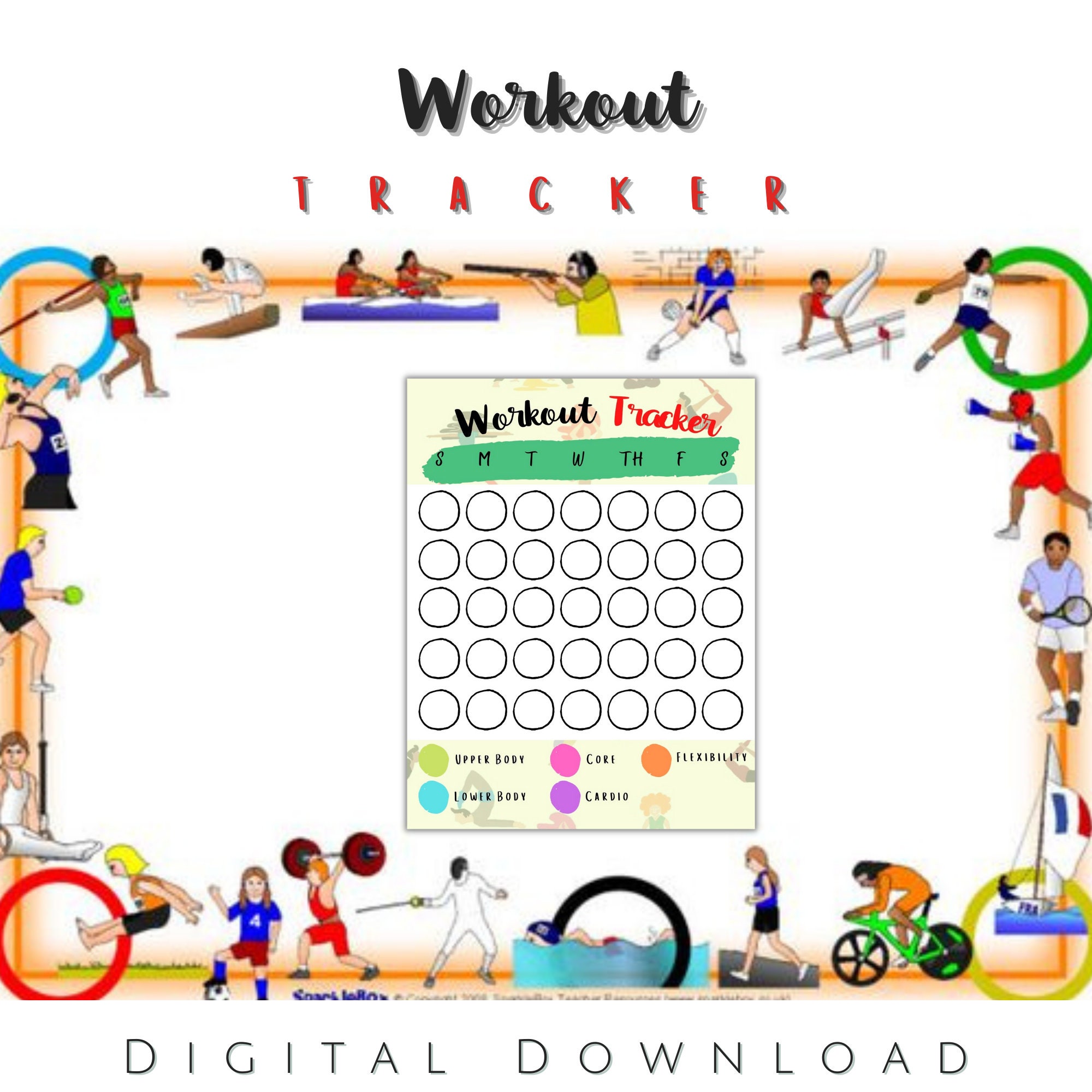 Workout Tracker Printable | Exercise Tracker | Weekly Fitness Tracker ...
