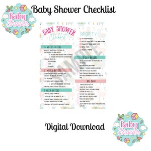 Baby Shower Checklist Digital Printable