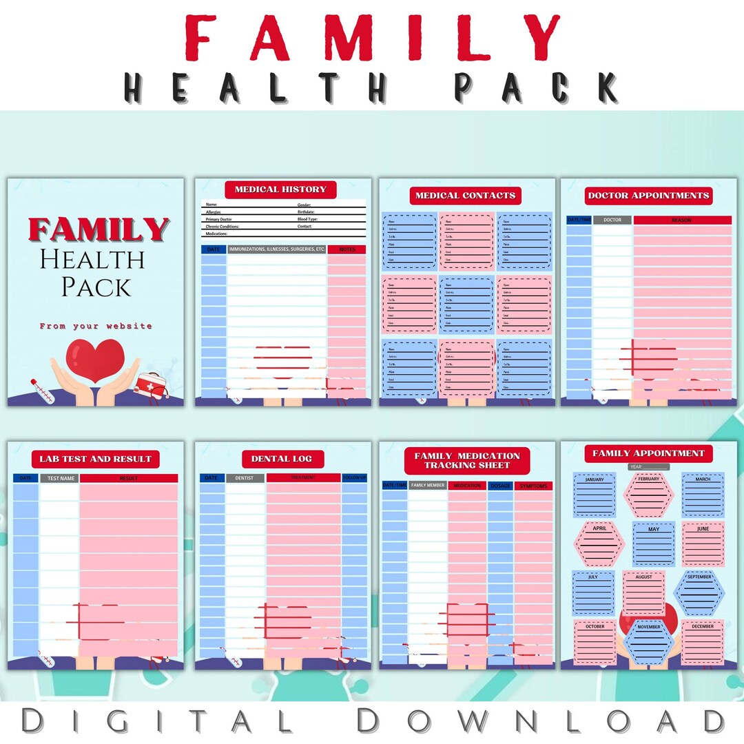 Family Medical Health Pack Printable | Family Medication Sheet | Family ... Family Medical Health Pack Printable | Family Medication Sheet | Family ...