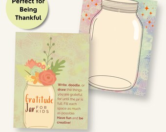 Thankful Kids Activity/Kids can Practice Thankfulness with this Gratitude Jar Printable