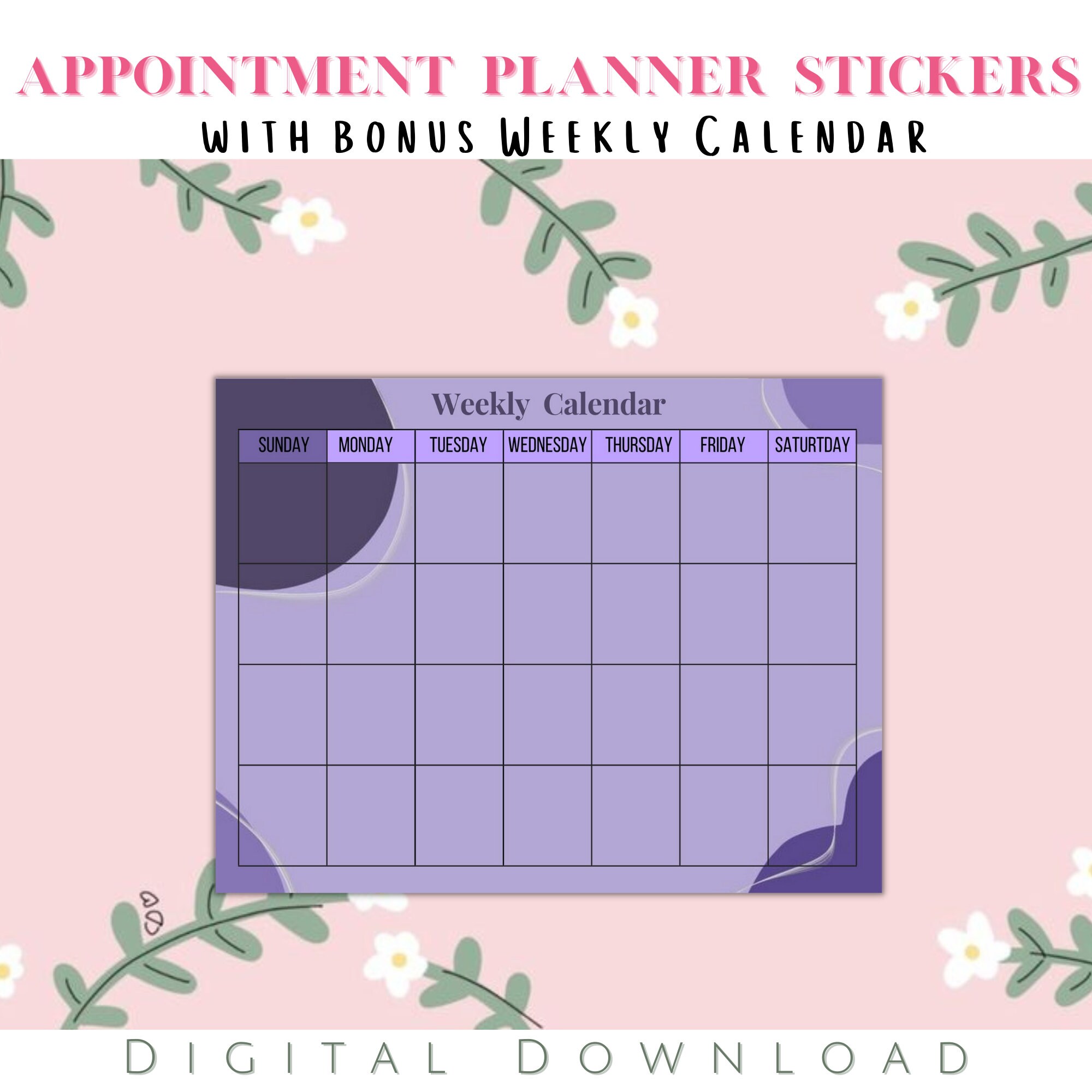 Appointment Planner Stickers Printable With Bonus Weekly Calendar ...