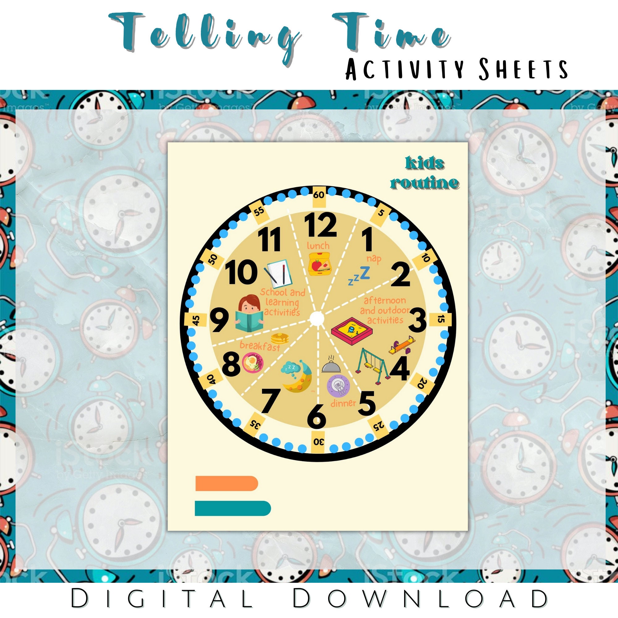 Telling Time Activity Sheets Printable Clock Clock Kids Routine
