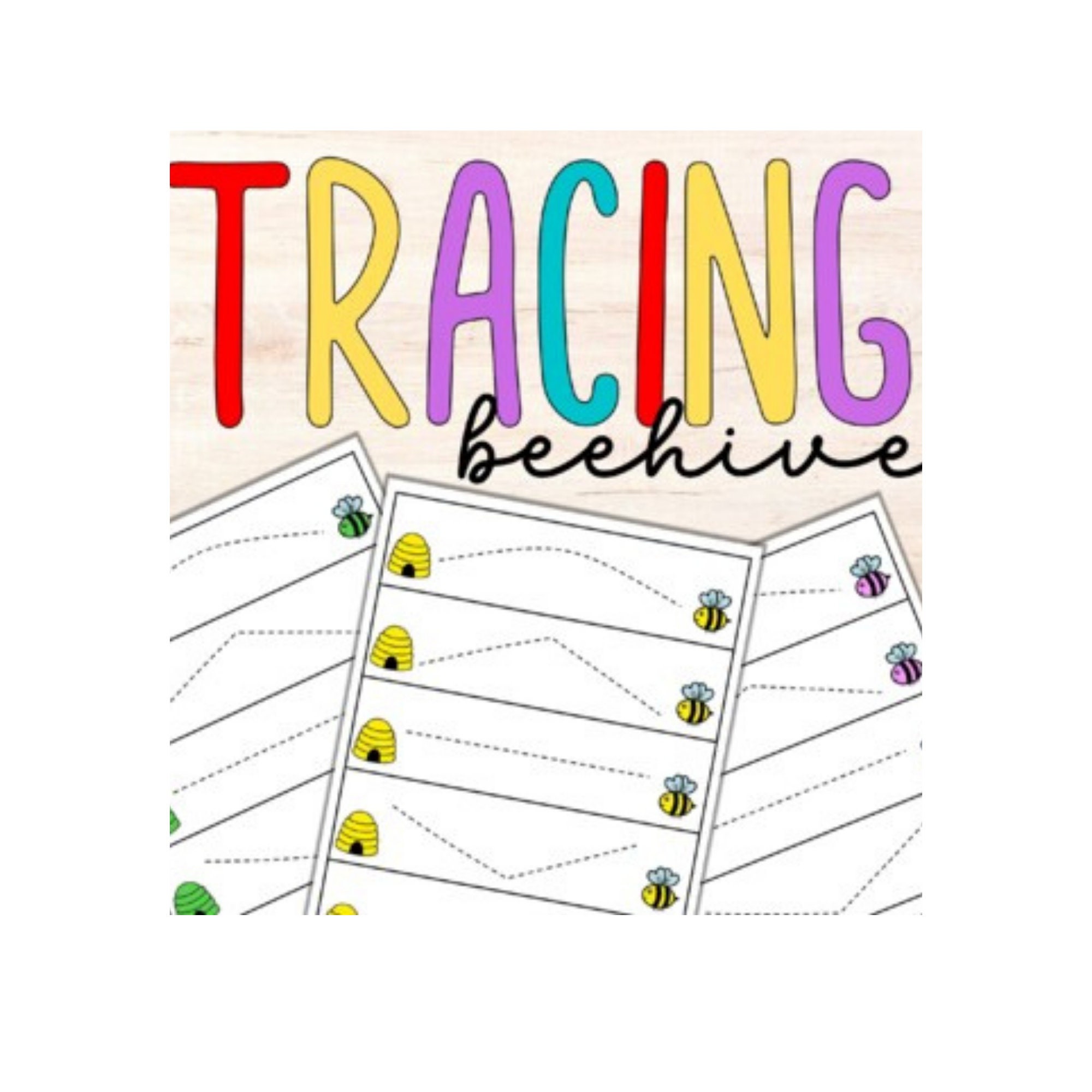 Line Tracing with Bees | Beehive Flashcards| Instant Download| Educational| Games| Line Tracing| Tracing Sheets